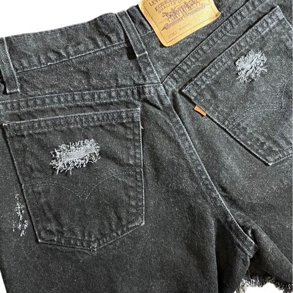 Levi’s vintage Jean shorts cut off black Orange tag size 7 - Picture 4 of 15